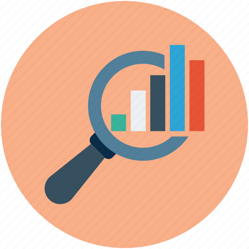Analysis, analytics, bar chart, magnifier, magnifying, search bar chart icon - Download on Iconfinder