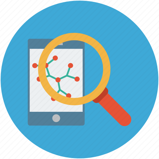Find, finding, magnifier on mobile, mobile with magnifier, search, searching icon - Download on Iconfinder