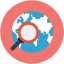 globe with magnifier, international search, internet search, magnifier and globe, research 