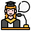 avatar, graduation, podium, profiles, student, user, woman 