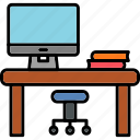 desk, computer, home, office, studio, work, from, icon