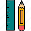 pencil, and, ruler, design, draw, icon 