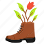 plantation, footwear, boots, shoes as vase, upcycling, creative reuse 