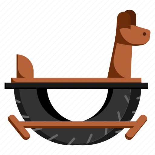 Rocking horse, wooden, tire, wheel, children toy, reuse, upcycling icon - Download on Iconfinder