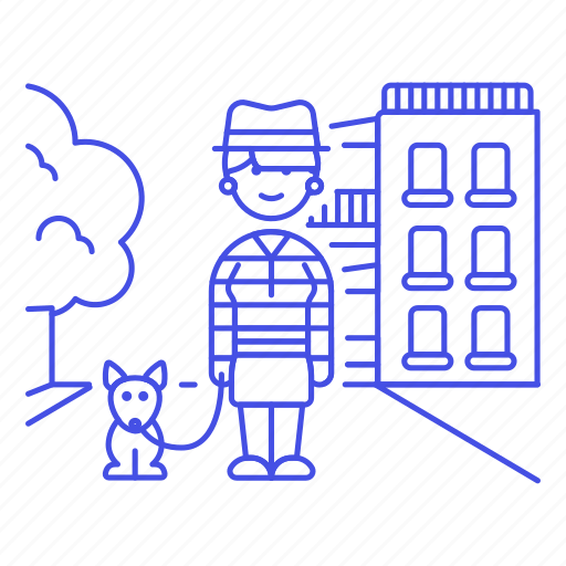 Building, city, dog, female, leash, outdoors, park icon - Download on Iconfinder