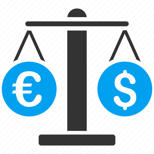 Balance, currency exchange, dollar, euro, money change, scales, weight icon - Download on Iconfinder