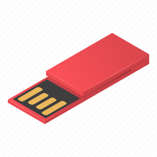 Cartoon, drive, electronic, flash, isometric, red, usb icon - Download on Iconfinder