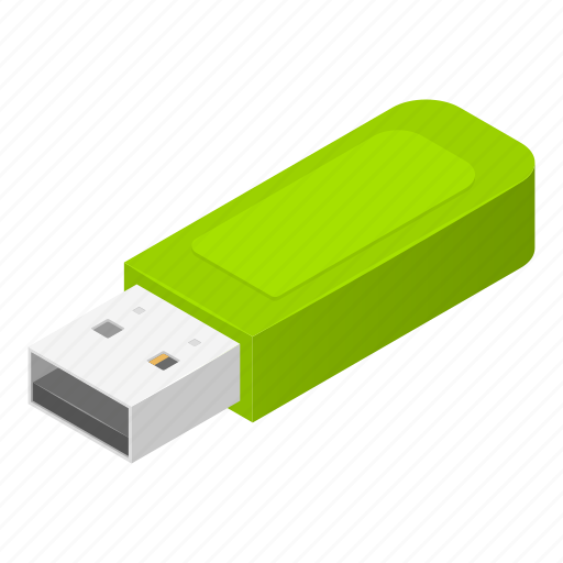 Card, cartoon, drive, flash, green, isometric, usb icon - Download on Iconfinder