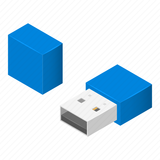 Cartoon, computer, connection, flash, isometric, small, usb icon - Download on Iconfinder