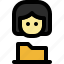 folder, female, people, profile, person, avatar, user 