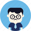 user, man, avatar, business, glasses