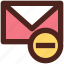 letter, email, user interface, message, remove 