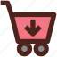 cart, ecommerce, shopping, user interface, down 