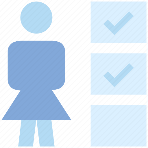 Female, people, person, profile, stand, tick mark, user icon - Download on Iconfinder