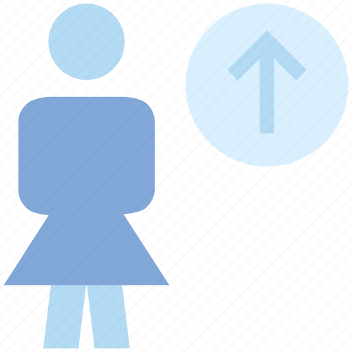 Female, people, person, stand, up arrow, uploading, user icon - Download on Iconfinder