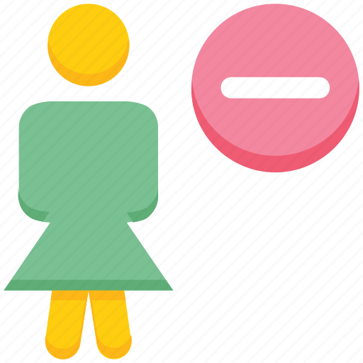 Delete, female, minus, people, person, stand, user icon - Download on Iconfinder