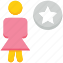 favorite, female, people, person, stand, star, user