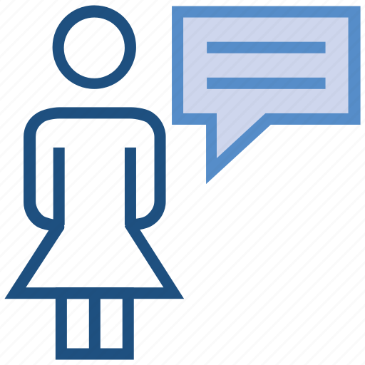 Chat, female, message, stand, support, talk, user icon - Download on Iconfinder