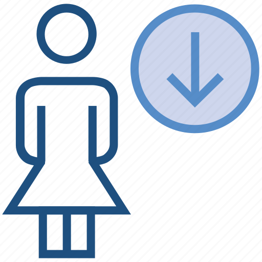 Down arrow, downloading, female, people, person, stand, user icon - Download on Iconfinder