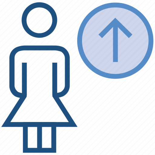 Female, people, person, stand, up arrow, uploading, user icon - Download on Iconfinder