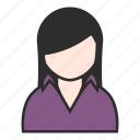 blouse, girl, purple, user, woman, client, female