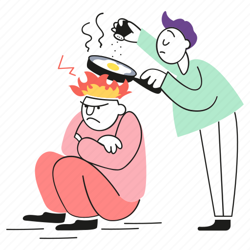Shaker, irritable, fire, egg, angry, upset, pan illustration - Download on Iconfinder