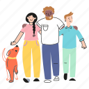 hangout, daughter, family, pet, father, together, son, dad, user, friends, dog, walk