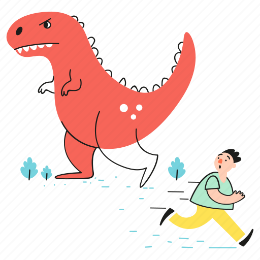 Away, danger, man, dinosaur, rex, flee, get illustration - Download on Iconfinder