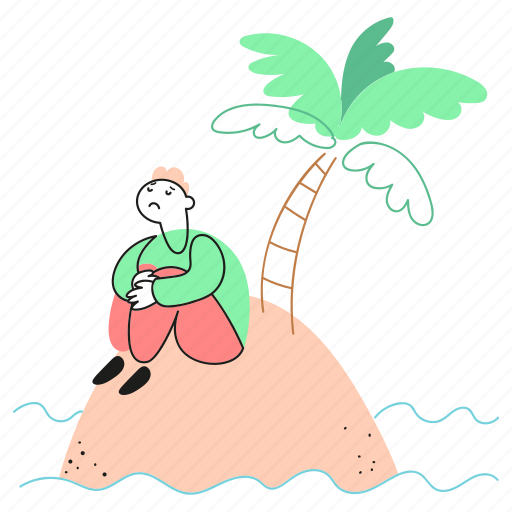 Feel, palm, alone, lost, island, lonely, feeling illustration - Download on Iconfinder