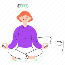 meditation, recharge, relax, refill, user, battery, energy, plug, full, yoga, mindfulness 
