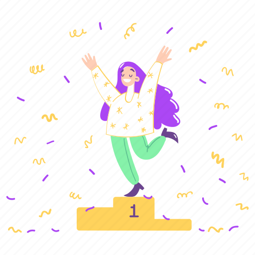 Confetti, place, someone, celebrate, number, 1st, reward illustration - Download on Iconfinder