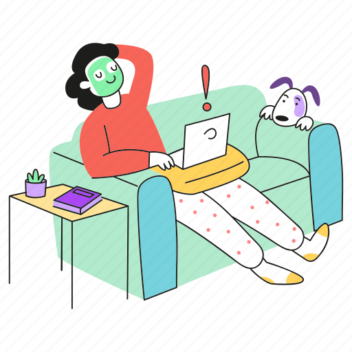 Slacking, lazy, mask, alert, work, pending, laptop illustration - Download on Iconfinder