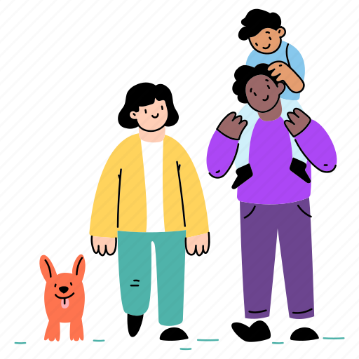 Walk, together, friends, family, stroll illustration - Download on Iconfinder