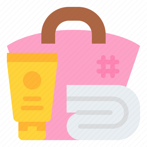 Bag, beach, cream, lotion, towel icon - Download on Iconfinder