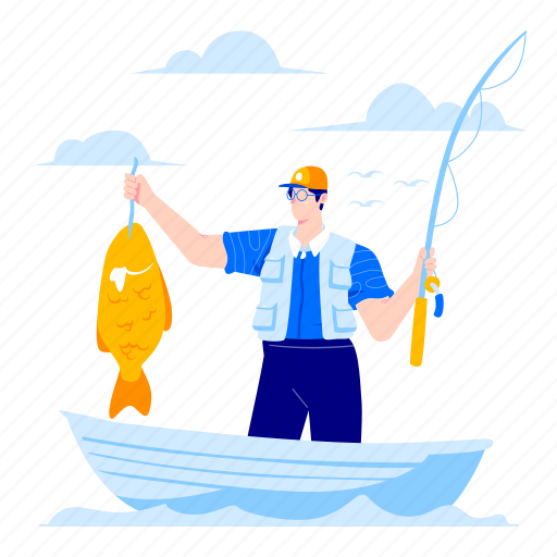 Fishing, fish, people, fisher, fisherman illustration - Download on Iconfinder