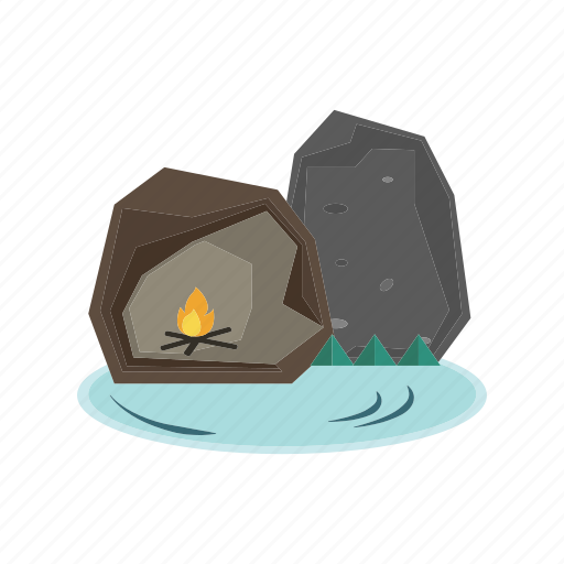 Adventure, bonfire, cave, rocks, shelter icon - Download on Iconfinder