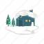 chimney, resident, snow cabin, snowman, winter 