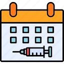 vaccination, date, time, and, injection, hospital, vaccine, syringe, icon