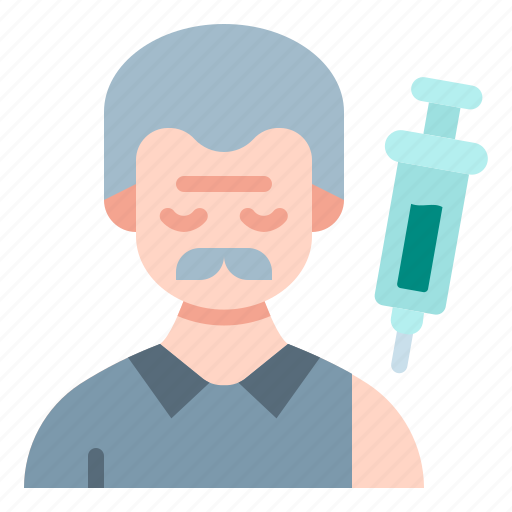Vaccination, vaccine, syringe, medicine, man, old, avatar icon - Download on Iconfinder