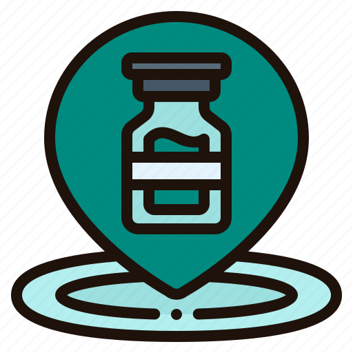 Location, maps, pin, map, marker, vaccine, medicine icon - Download on Iconfinder