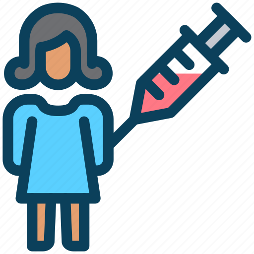 Vaccine, female, healthcare, syringe, injection icon - Download on Iconfinder