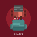 chill time, man, sofa, speaker, television, woman