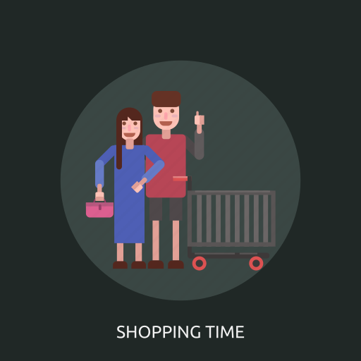 Cart, female, human, male, shopping time icon - Download on Iconfinder