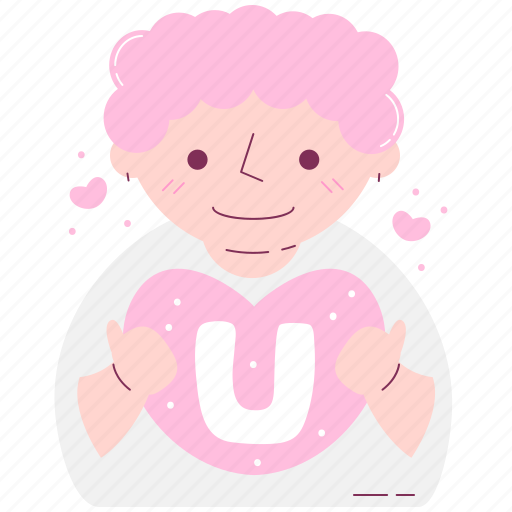 Boy, heart, pink, valentine, cute, doodle, decorative icon - Download on Iconfinder