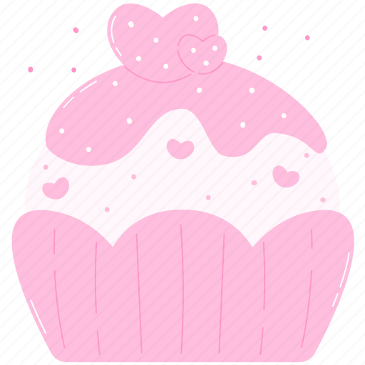 Pink, cupcake, valentine, cute, doodle, decorative, love icon - Download on Iconfinder