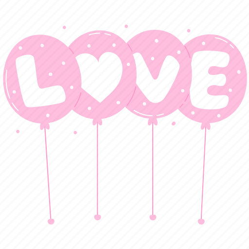 Pink, love, ballon, valentine, cute, doodle, decorative icon - Download on Iconfinder
