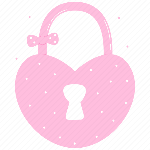 Pink, padlock, heart, valentine, cute, doodle, decorative icon - Download on Iconfinder