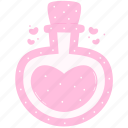 pink, potion, heart, valentine, cute, doodle, decorative