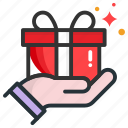 box, gift, giving, hand, present