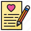 card, writing, pencil, love, heart 